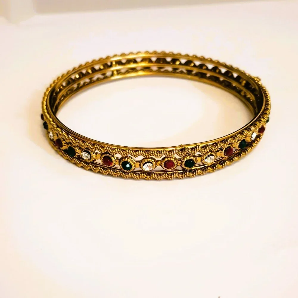 2 Multi-Color Rhinestone Bangles 8